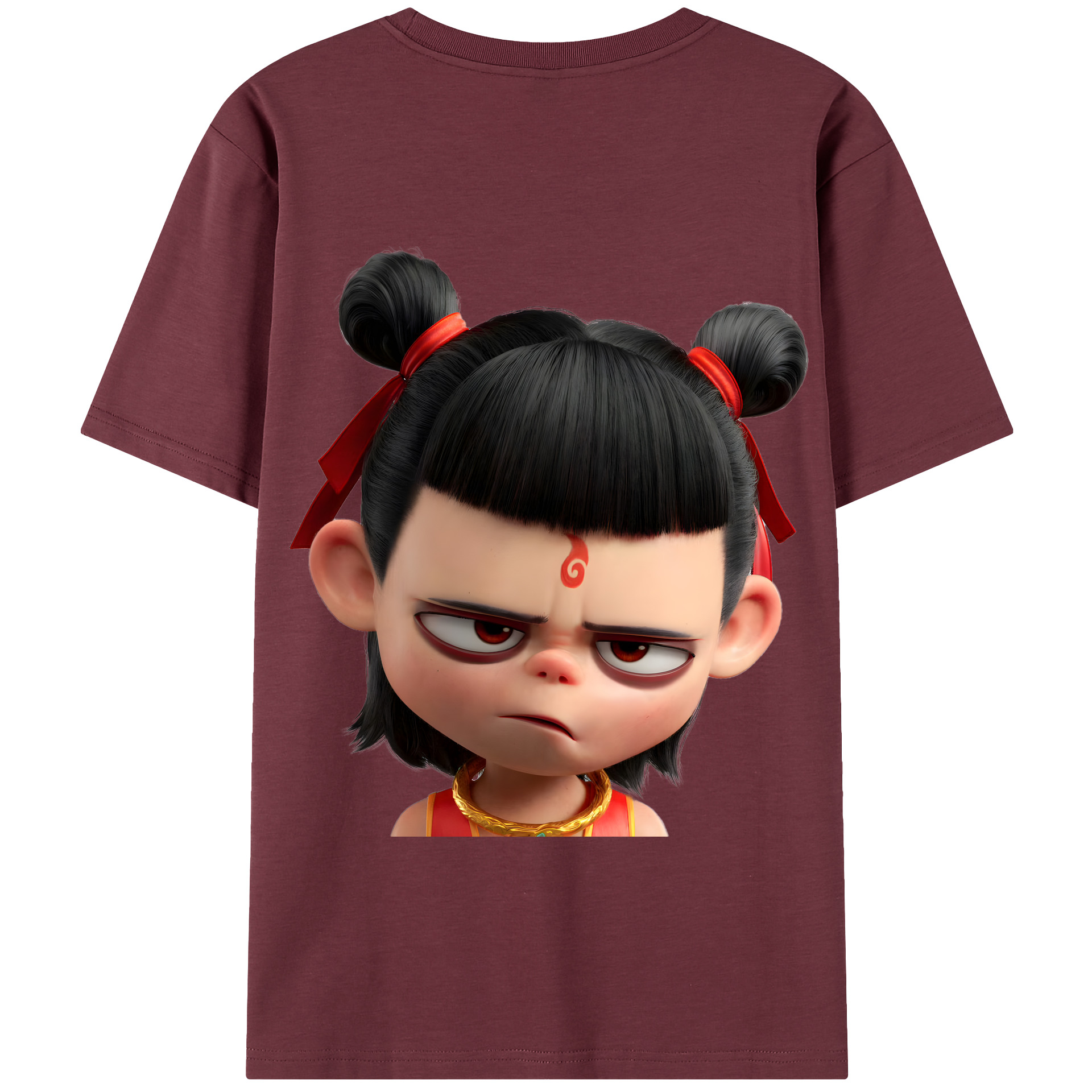 （画像用） Ne Zha 2 ナタ 魔童の大暴れ 綿100％半袖Tシャツ（背面プリント）